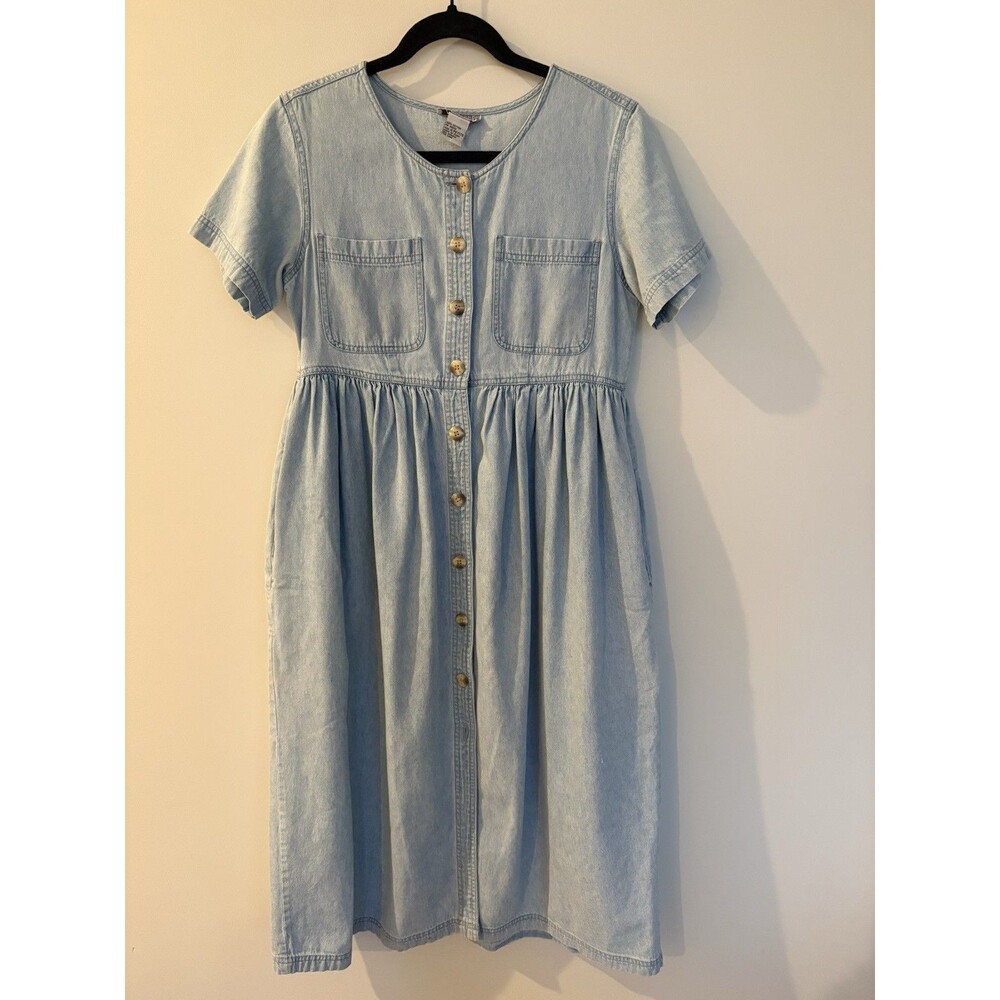 FADS vintage Denim Shirt Dress Small Petite Button Front